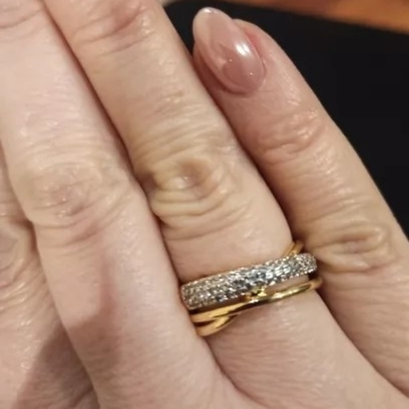 NEW*925 Gold Women’s Diamond Cross Ring - Picture 3 of 4